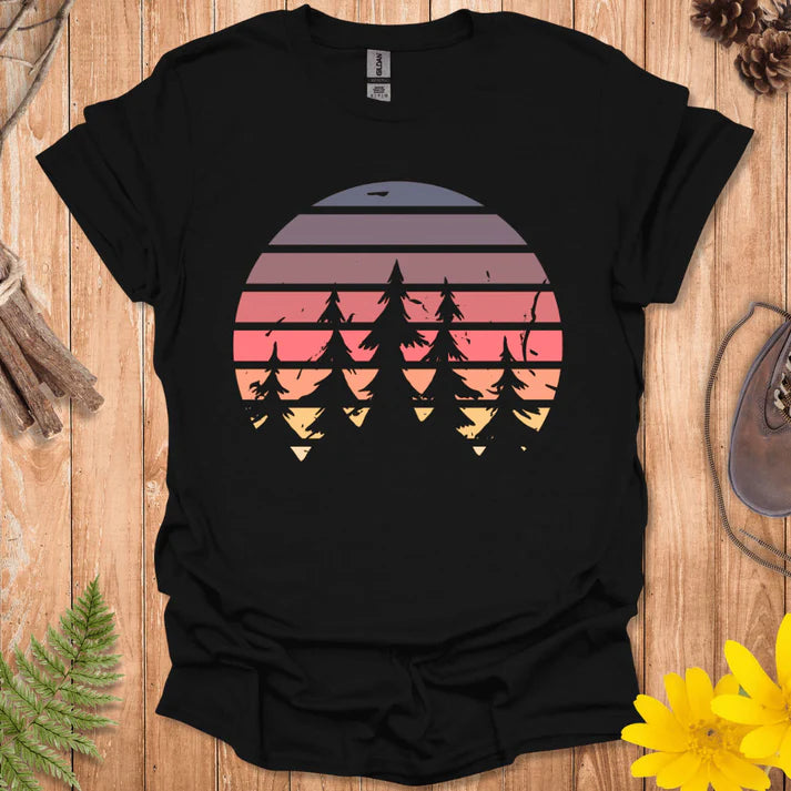 Retro Sunset Trees T-Shirt