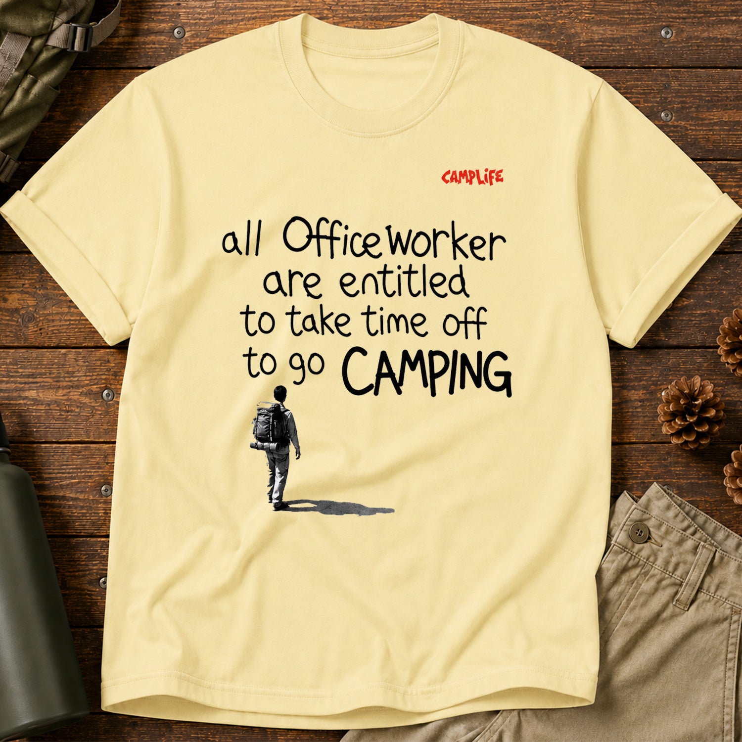 Office Worker Camping T-Shirt
