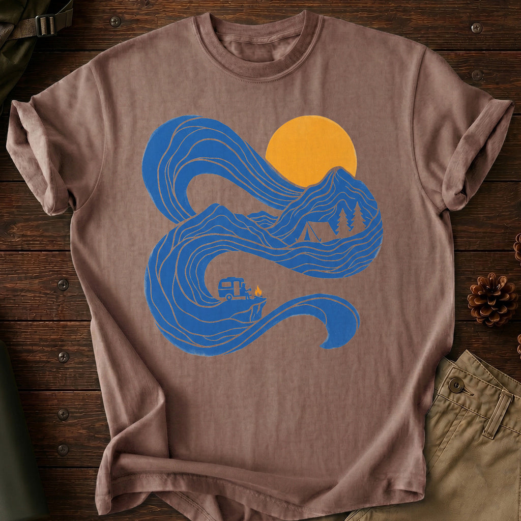 Camping Mountains Curvy T-Shirt