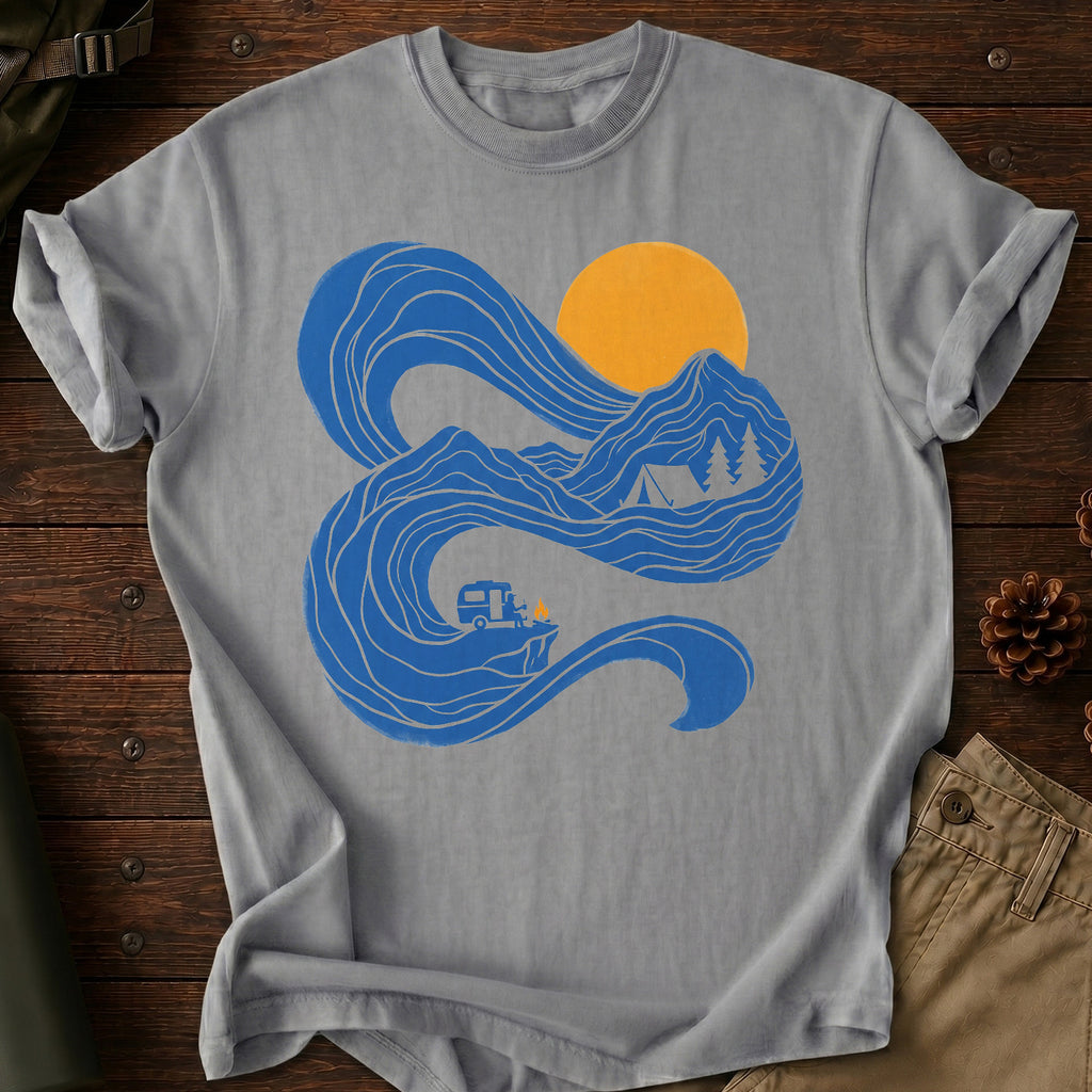 Camping Mountains Curvy T-Shirt