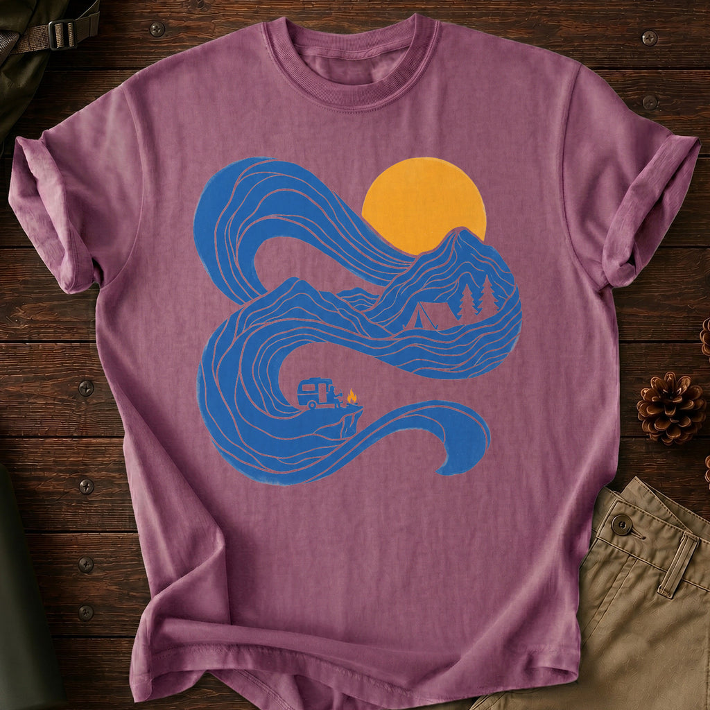 Camping Mountains Curvy T-Shirt