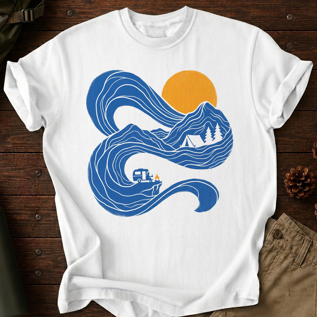 Camping Mountains Curvy T-Shirt