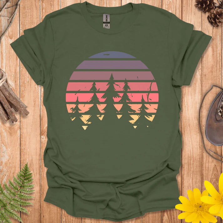 Retro Sunset Trees T-Shirt