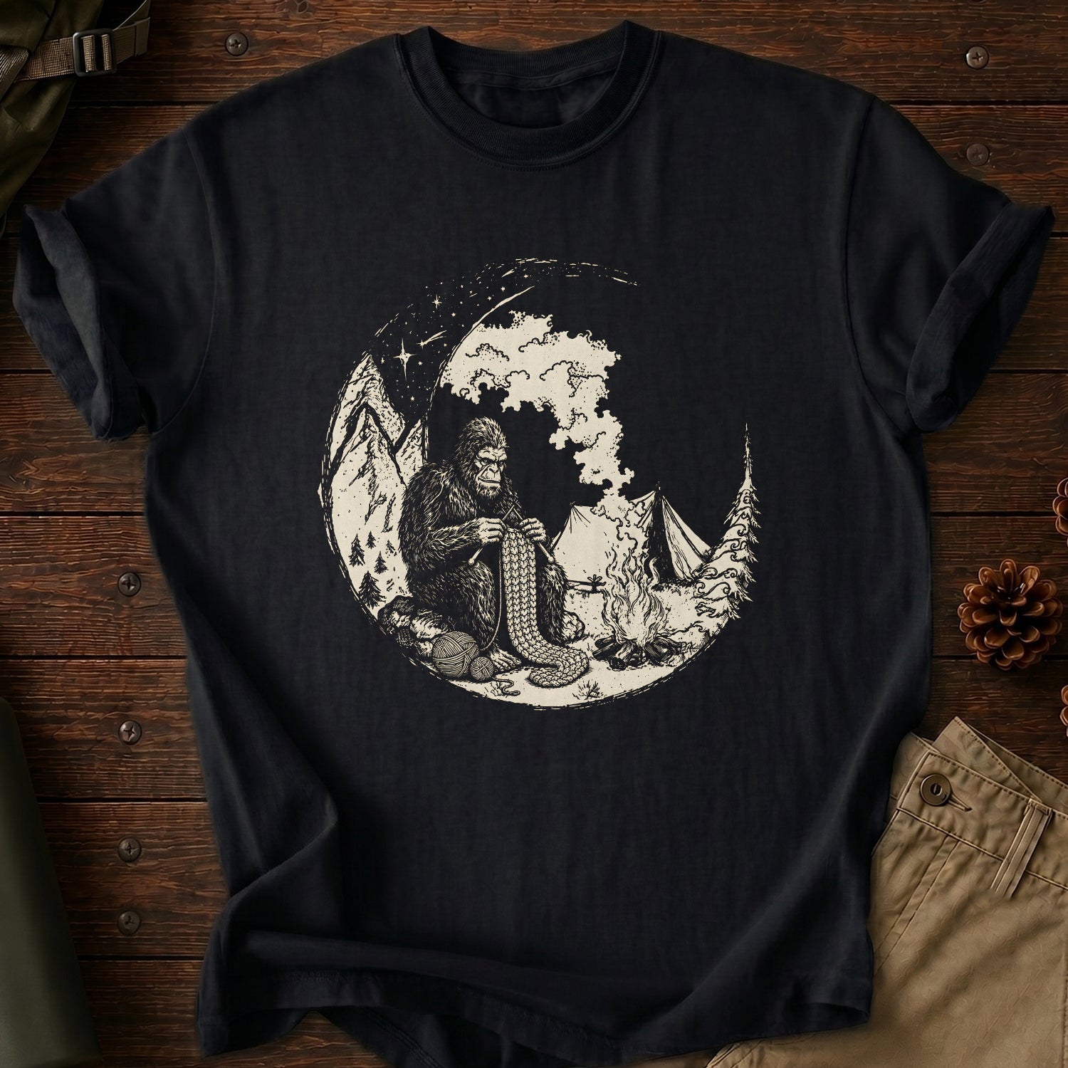 Bigfoot’s Midnight Knitting T-Shirt