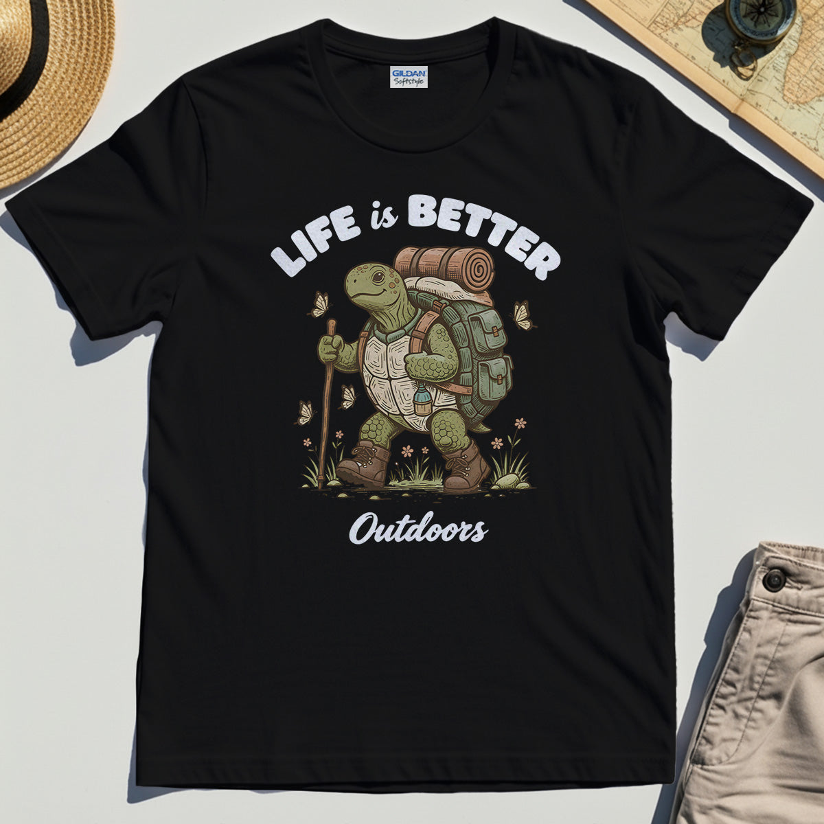Outdoor Lovers Shirts – Life Is Better Outdoors, Funny Hiking Turtle Graphic Tee 2