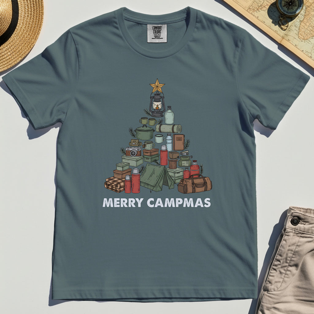 Camping Christmas Tree Comfort Color Tees, Merry Campmas Gift Tees For Campers & Nature Lovers 4
