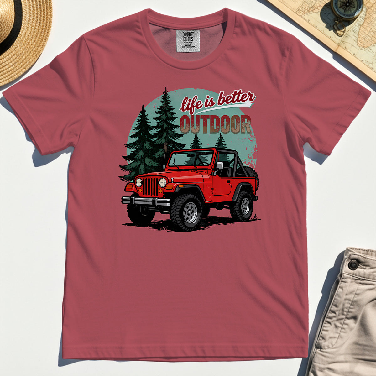 "Life Is Better Outdoor" Comfort Tee, Adventure Off-Road Camping Outdoor Comfort Color Tee 5