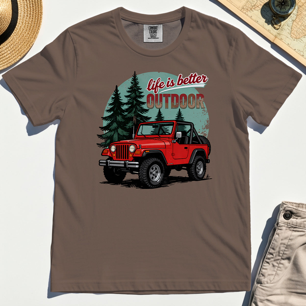 "Life Is Better Outdoor" Comfort Tee, Adventure Off-Road Camping Outdoor Comfort Color Tee 6