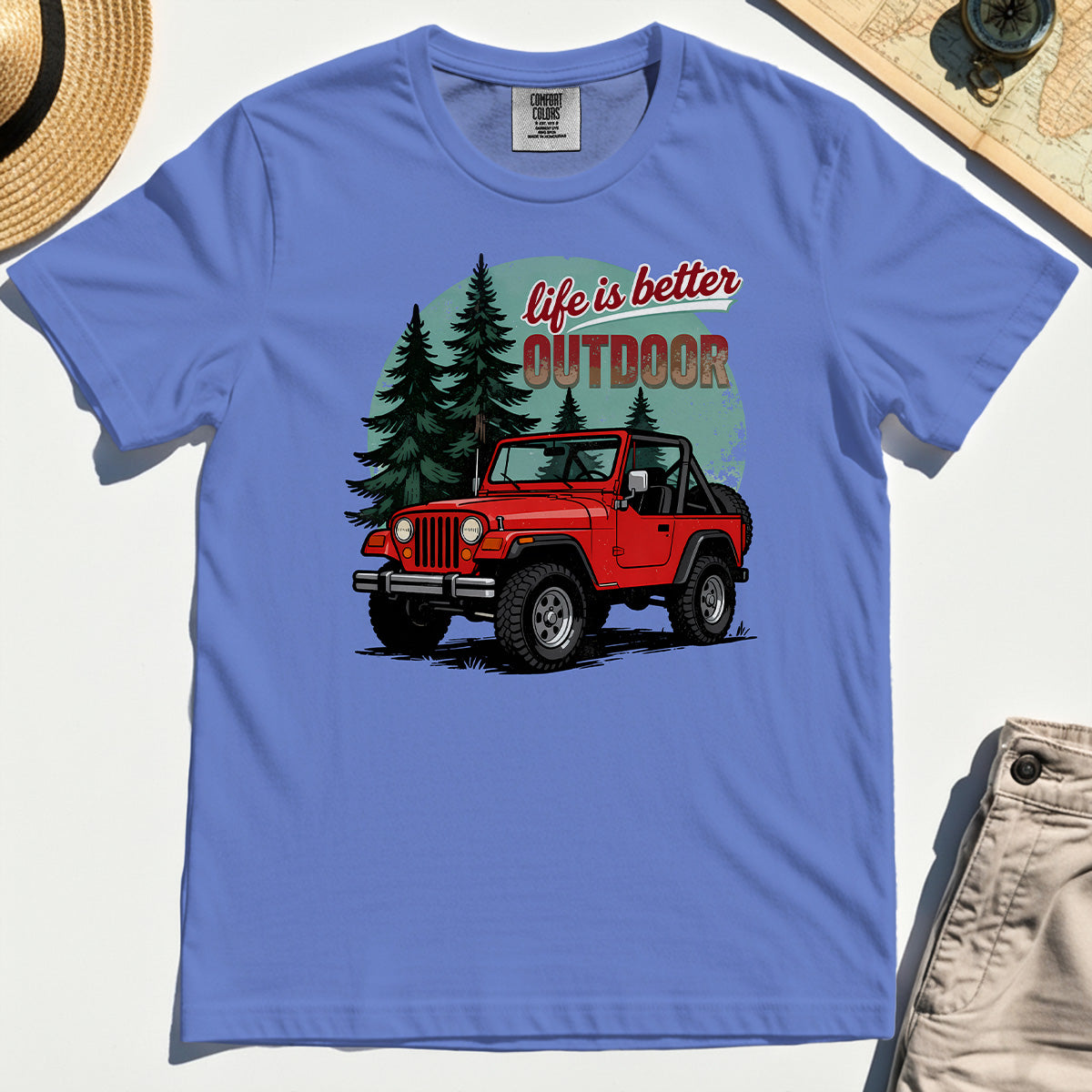 "Life Is Better Outdoor" Comfort Tee, Adventure Off-Road Camping Outdoor Comfort Color Tee 7