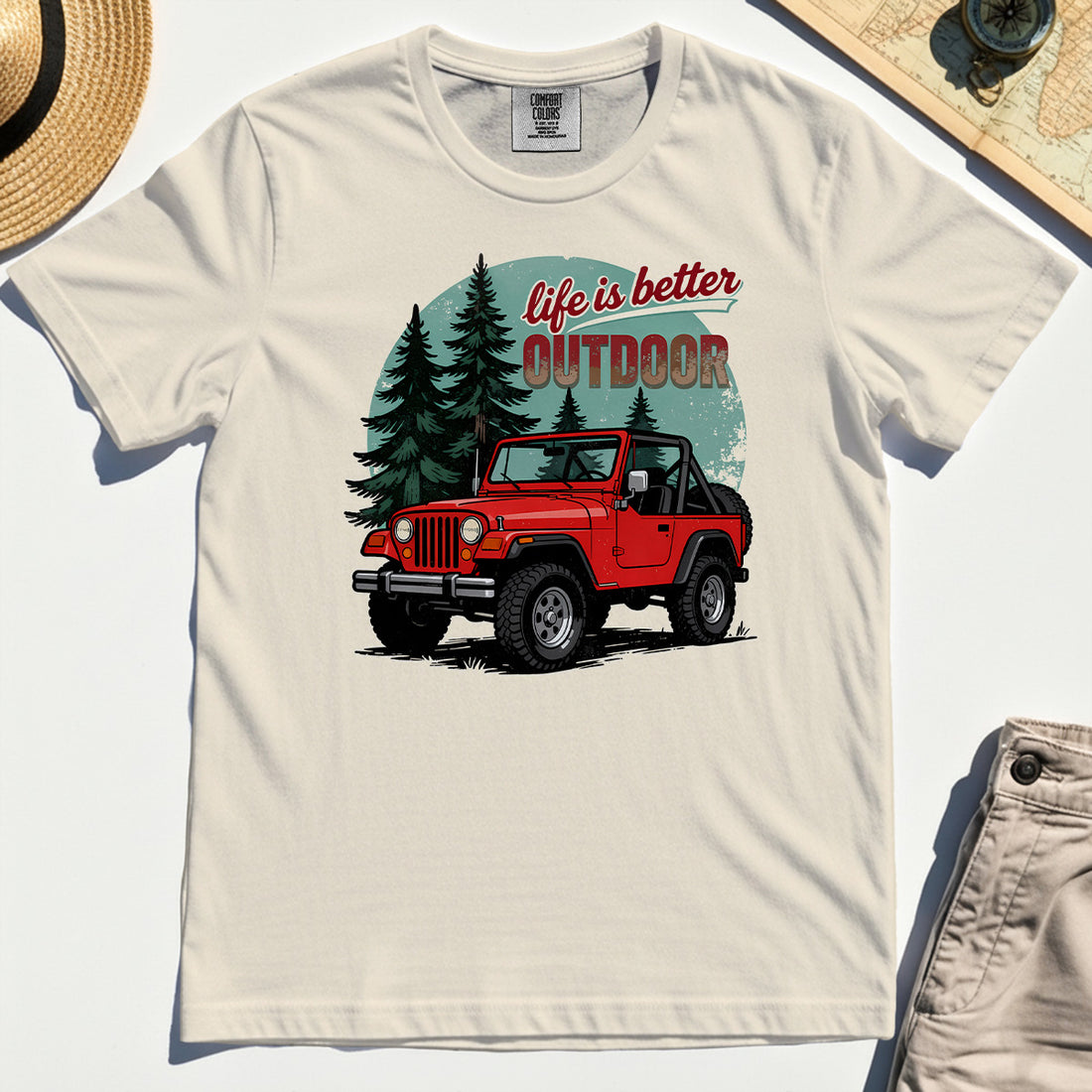 "Life Is Better Outdoor" Comfort Tee, Adventure Off-Road Camping Outdoor Comfort Color Tee 1