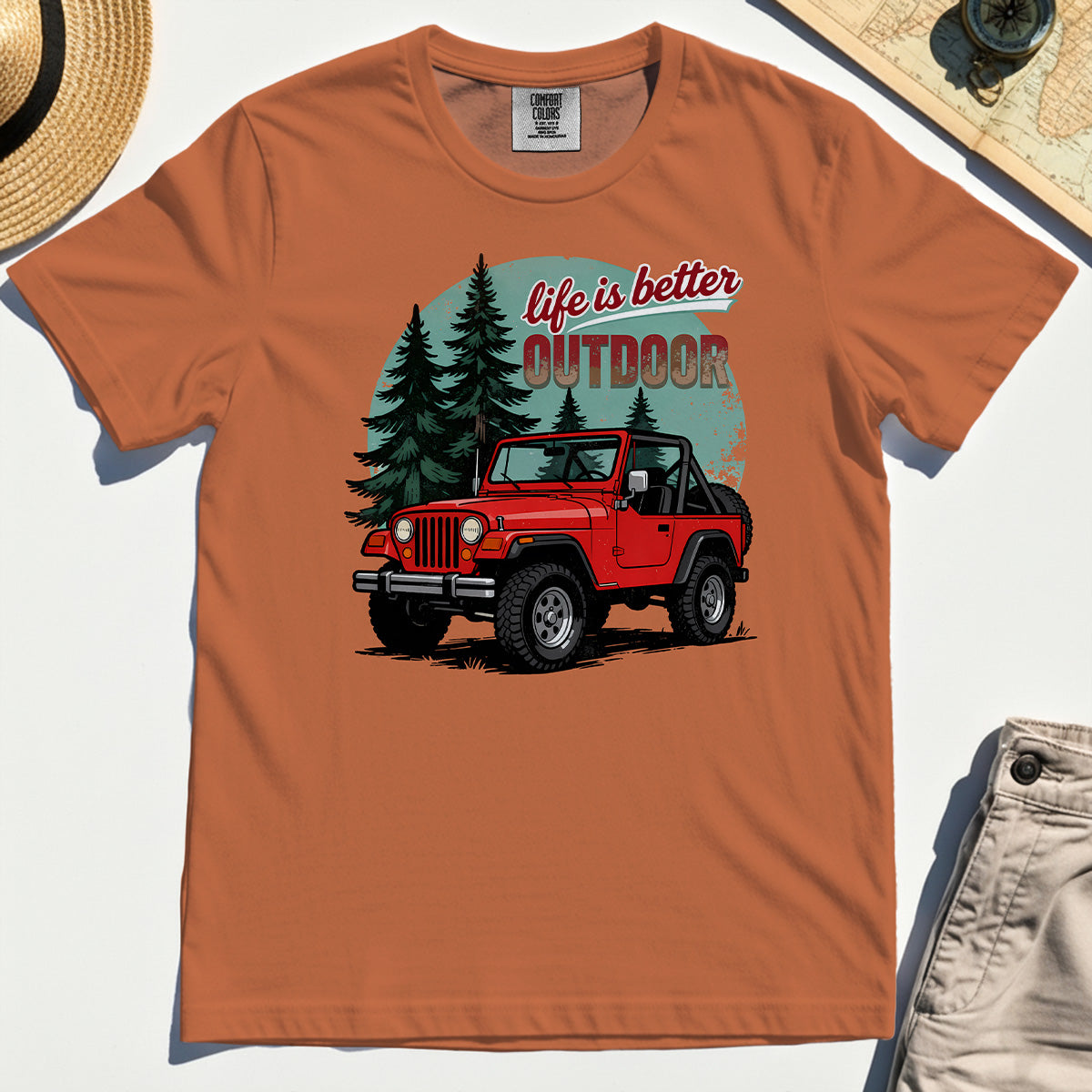 "Life Is Better Outdoor" Comfort Tee, Adventure Off-Road Camping Outdoor Comfort Color Tee 8
