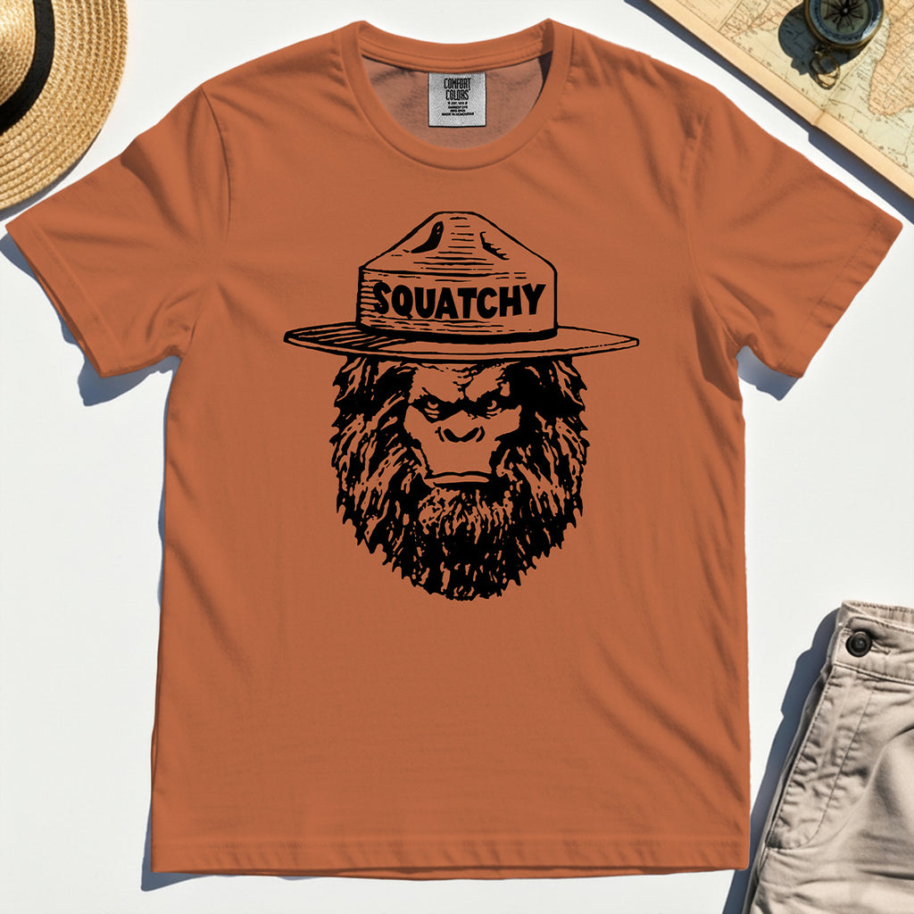 Sasquatch "SQUATCHY" Funny Bigfoot Comfort Tee, Retro Line Art Bigfoot Face Comfort Color Tees For Camping Lovers 8