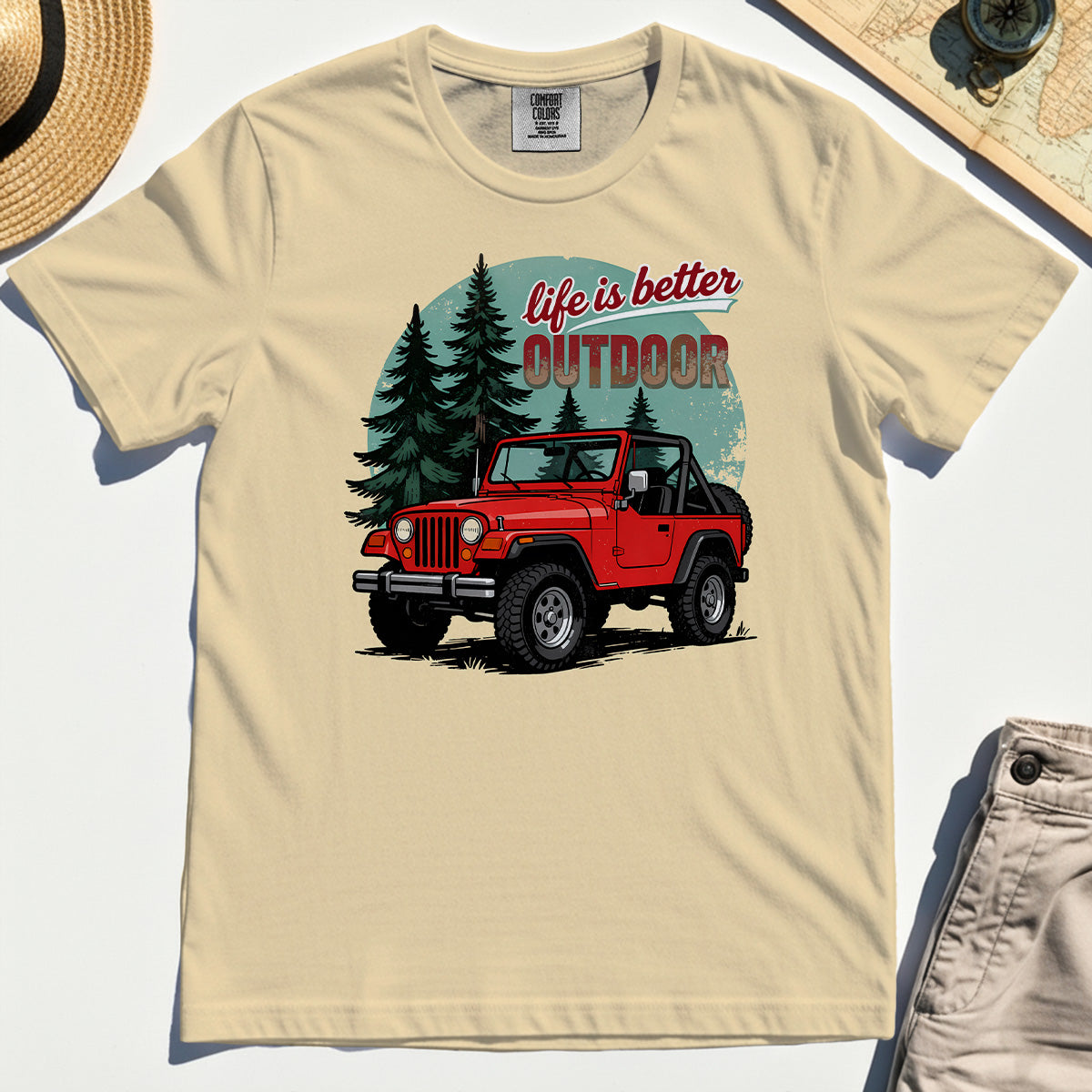 "Life Is Better Outdoor" Comfort Tee, Adventure Off-Road Camping Outdoor Comfort Color Tee 2