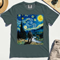 Funny Sasquatch Van Gogh Parody Comfort Tee, Bigfoot Starry Night Comfort Color Tee 1
