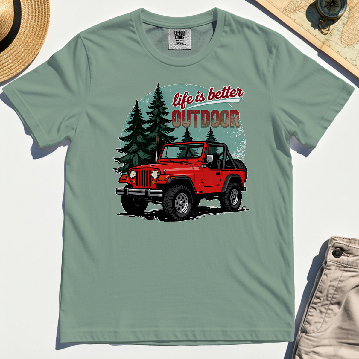 "Life Is Better Outdoor" Comfort Tee, Adventure Off-Road Camping Outdoor Comfort Color Tee 3