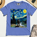 Funny Sasquatch Van Gogh Parody Comfort Tee, Bigfoot Starry Night Comfort Color Tee 7