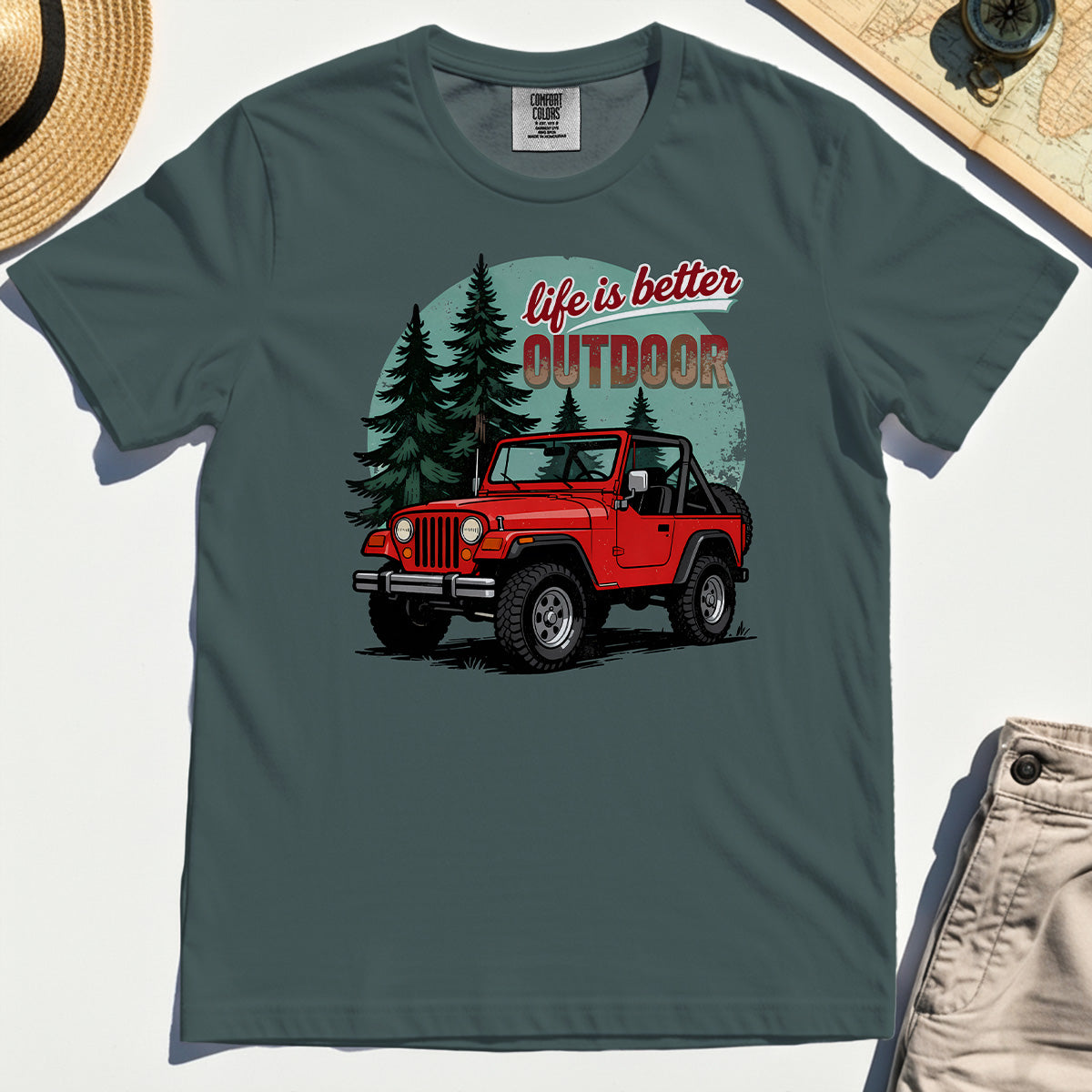 "Life Is Better Outdoor" Comfort Tee, Adventure Off-Road Camping Outdoor Comfort Color Tee 4