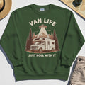 Just Roll With It Sweatshirt, Retro Camper Van Adventure Sweatshirt For Camping Lovers 1