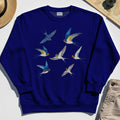 Elegant Flying Swallows Sweatshirt, Minimalist Wildlife Camping Graphic Sweatshirt Gift For Nature Campers 1