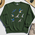 Elegant Flying Swallows Sweatshirt, Minimalist Wildlife Camping Graphic Sweatshirt Gift For Nature Campers 4