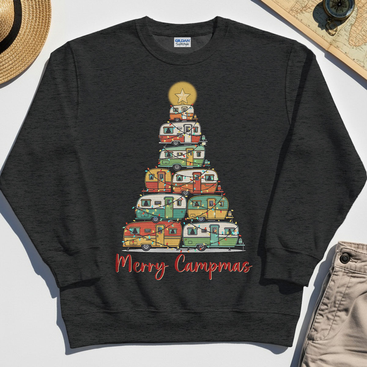 Retro Camper Van Christmas Sweatshirt, Funny Holiday Camping Sweatshirt For Men And Women 4