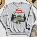 Funny Merry Christmas Camping Sweatshirt, Retro Camper Van Snowman Campfire Sweatshirt For Outdoor Lovers 5