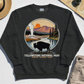 Retro Yellowstone National Park Sweatshirt, Bison Silhouette Outdoor Adventure Sweatshirt For Nature Campers 1