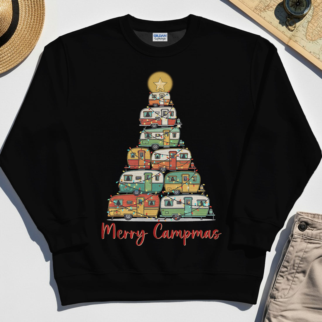 Retro Camper Van Christmas Sweatshirt, Funny Holiday Camping Sweatshirt For Men And Women 1
