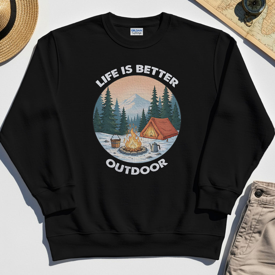 Funny Camping Life Is Better Outdoor Sweatshirt, Vintage Camping Sweatshirt For Outdoor Adventure Lovers 1