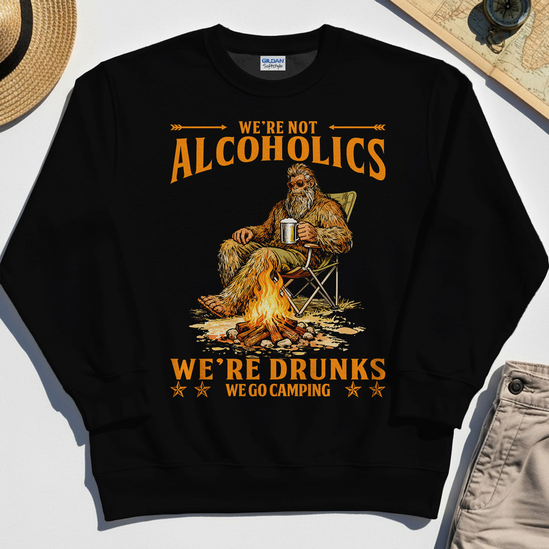 We’re Not Alcoholics We’re Drunks We Go Camping Sweatshirt, Funny Camping Beer Sweatshirt 1