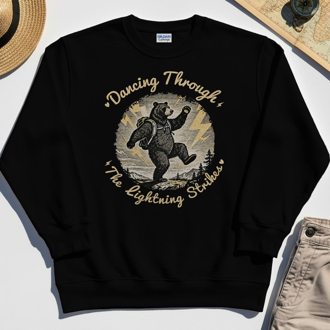 Dancing Through The Lightning Strikes Camping Bears Sweatshirt 1