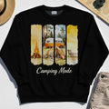 Van Life and Campfire Graphic Sweatshirt, Watercolor Campfire and Tent Graphic Sweatshirt For Outdoor Lovers 1