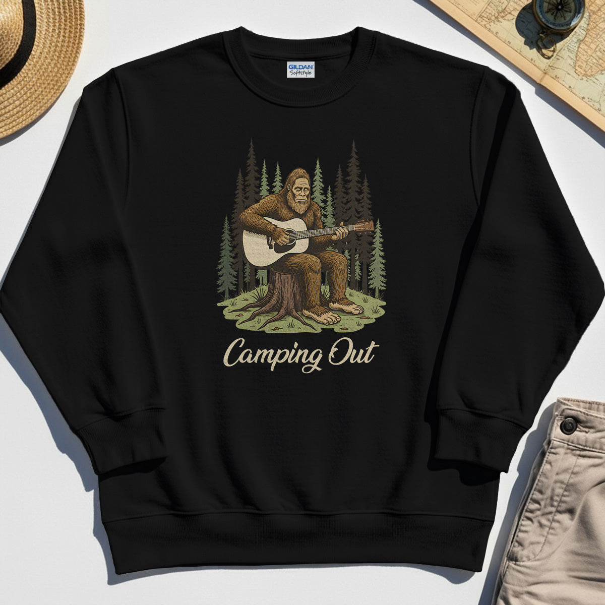 "Camping Out" Funny Bigfoot Camping Sweatshirt 2