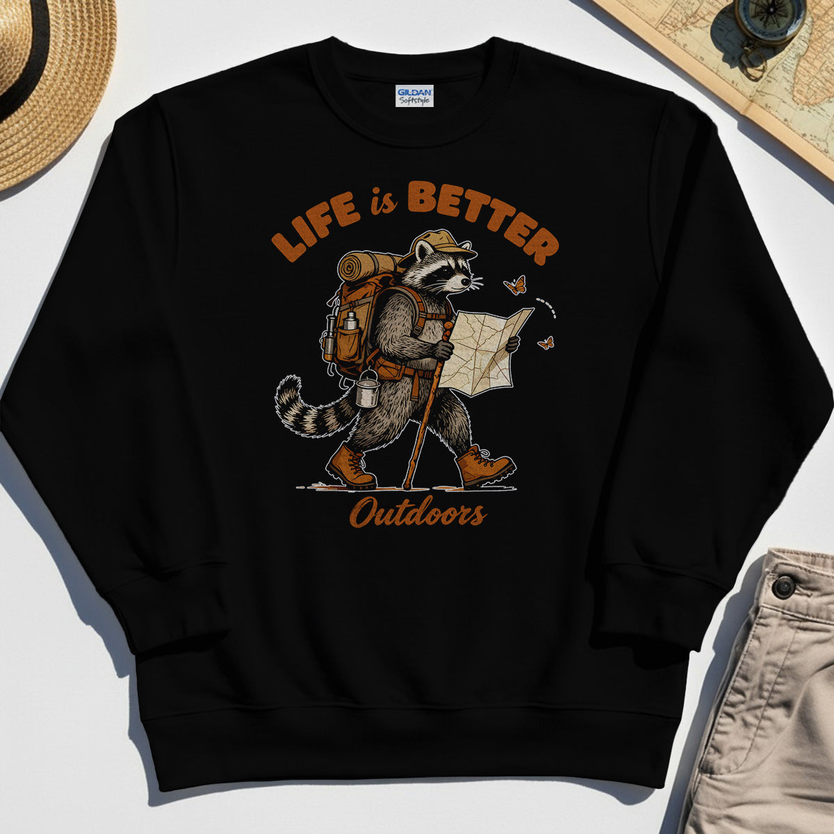 Raccoon "Life is Better Outdoors" Sweatshirt 2