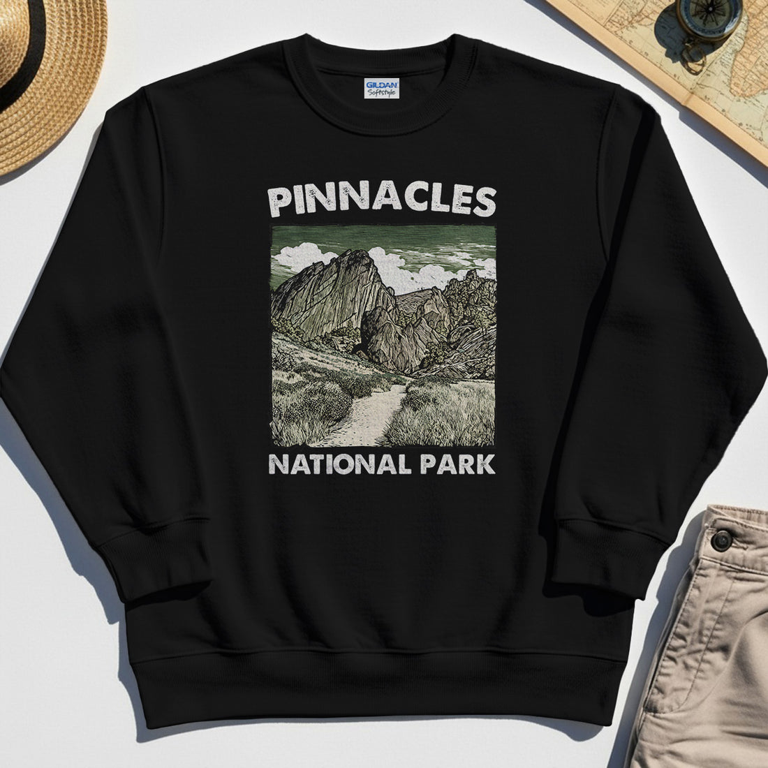 Pinnacles National Park Sweatshirt, Vintage Nature Camping Adventure Sweatshirt 1
