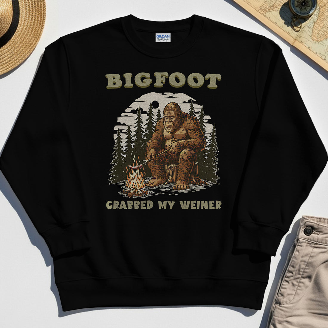 Retro Bigfoot Sweatshirt, "Grabbed My Weiner” 1