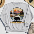 Retro Yellowstone National Park Sweatshirt, Bison Silhouette Outdoor Adventure Sweatshirt For Nature Campers 4