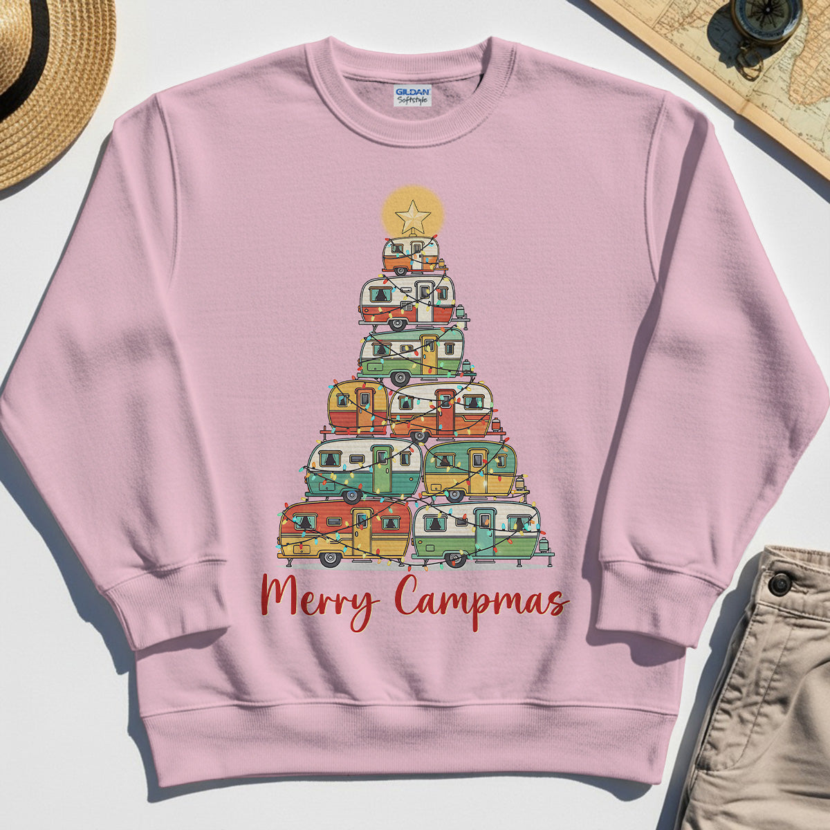 Retro Camper Van Christmas Sweatshirt, Funny Holiday Camping Sweatshirt For Men And Women 6