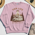 Just Roll With It Sweatshirt, Retro Camper Van Adventure Sweatshirt For Camping Lovers 5