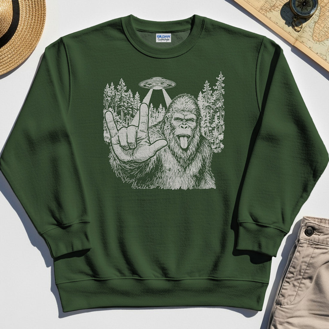 Funny Bigfoot Rock On Sweatshirt 1