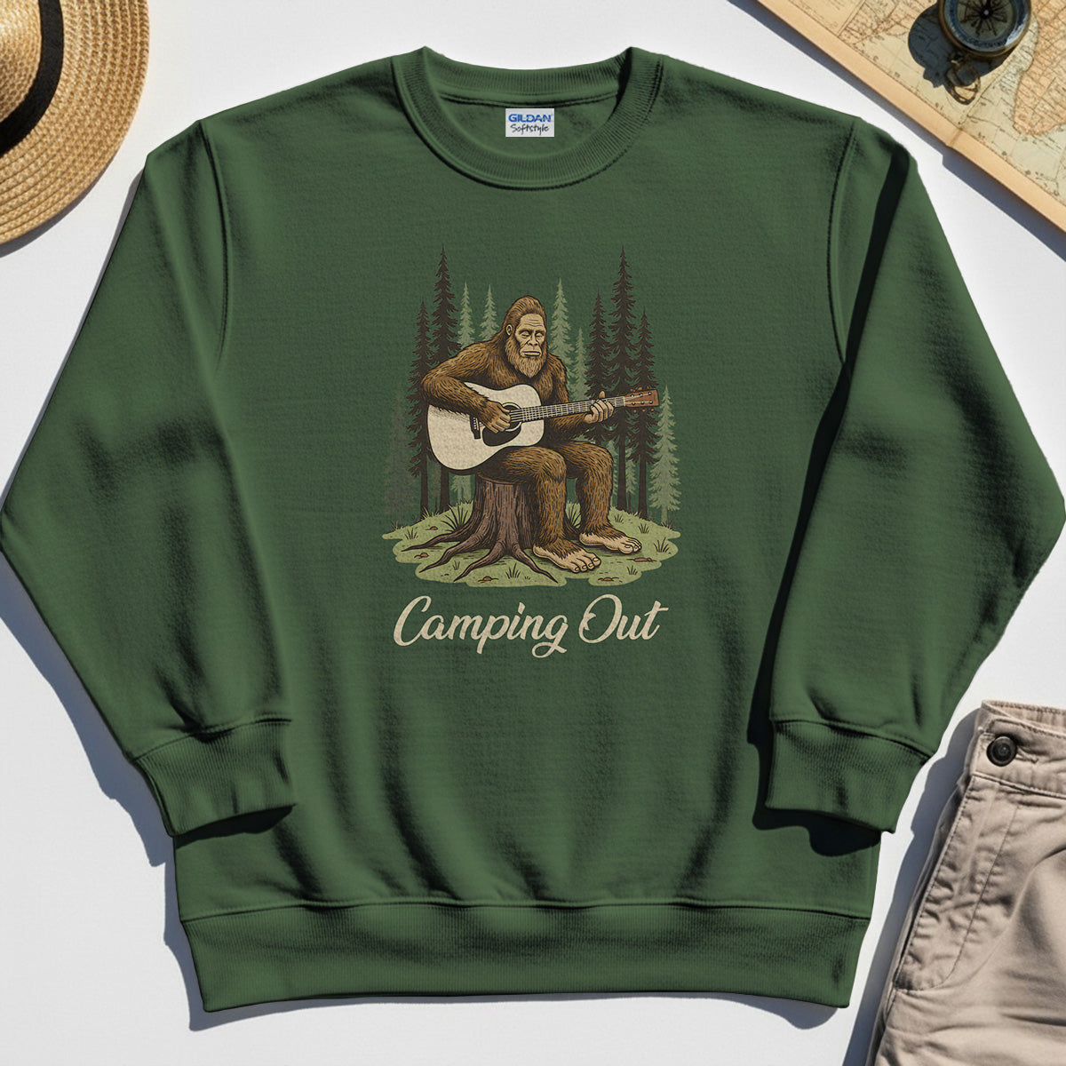 "Camping Out" Funny Bigfoot Camping Sweatshirt 3