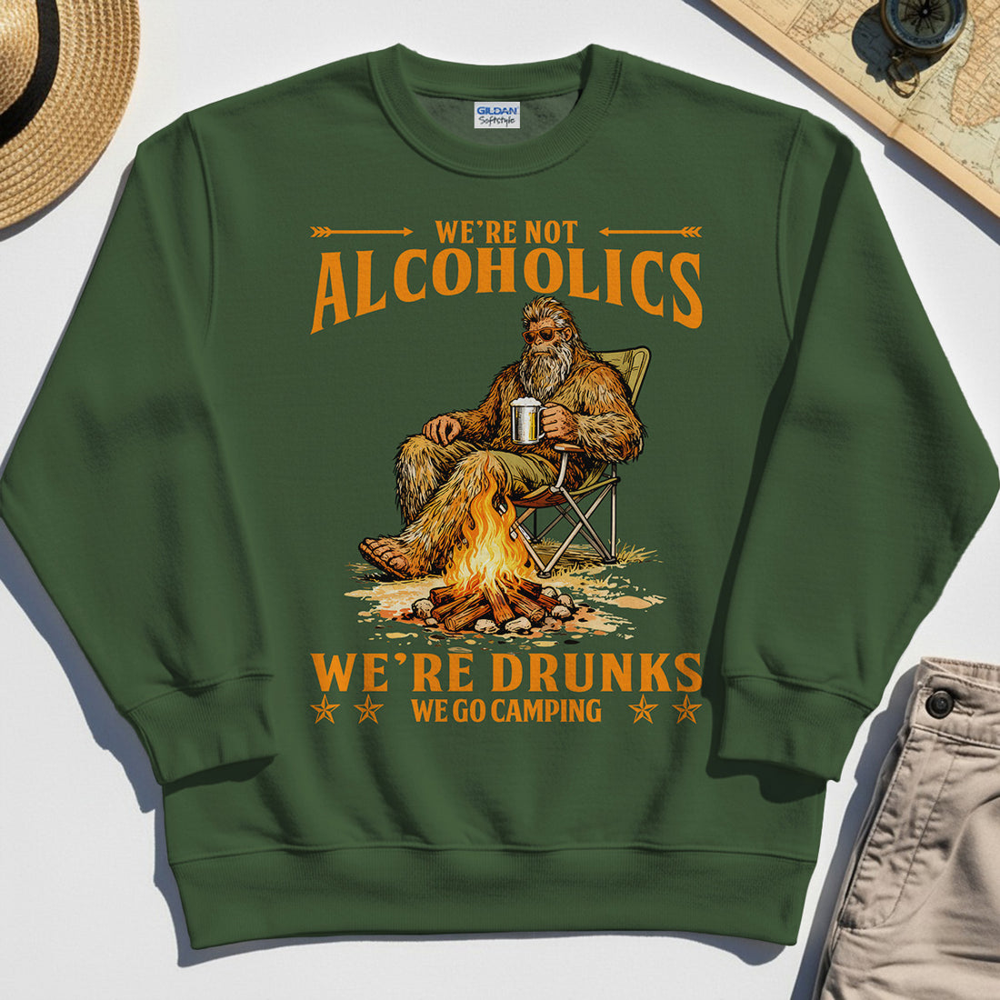 We’re Not Alcoholics We’re Drunks We Go Camping Sweatshirt, Funny Camping Beer Sweatshirt 1