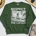 Bigfoot Respect The Locals Sweatshirt, Vintage Waterfall Hiking Graphic Sweatshirt For Camper And Adventurers 2