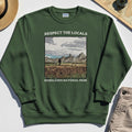 Sasquatch Respect The Locals Sweatshirt, Bigfoot Hiking Through Badlands National Park Sweatshirt 3