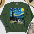 Funny Sasquatch Van Gogh Parody Sweatshirt, Bigfoot Starry Night Sweatshirt 1
