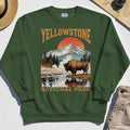 Yellowstone National Park Sweatshirt, Vintage Bison Sunset Mountain Sweatshirt For Campers 2