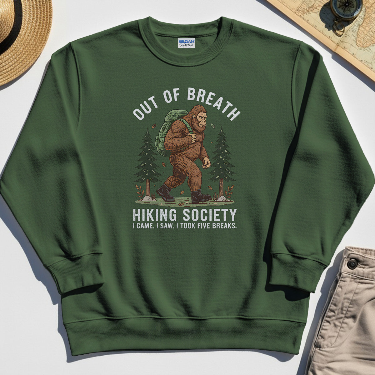 Out of Breath Hiking Society Sweatshirt, Funny Sasquatch Outdoor Camping Sweatshirt 3
