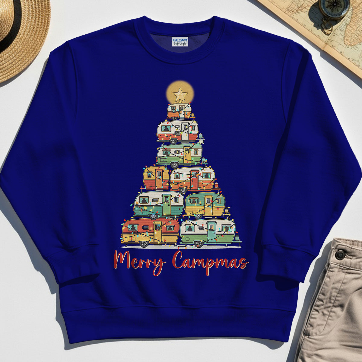 Retro Camper Van Christmas Sweatshirt, Funny Holiday Camping Sweatshirt For Men And Women 7