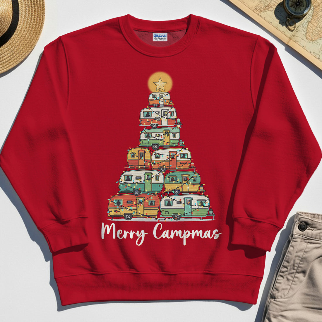 Retro Camper Van Christmas Sweatshirt, Funny Holiday Camping Sweatshirt For Men And Women 1