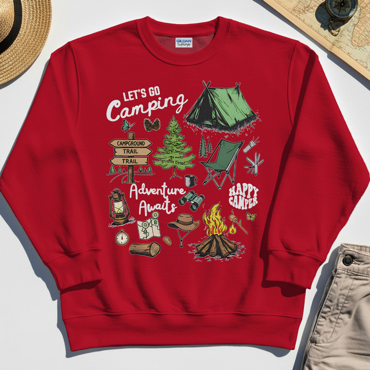 Let’s Go Camping Adventure Sweatshirt, Funny Happy Camper Sweatshirt For Outdoor Enthusiasts And Travelers 7